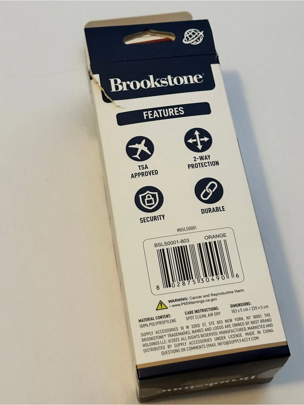 Brookstone Cross Luggage Strap with TSA Lock Orange Open-Box Like-New